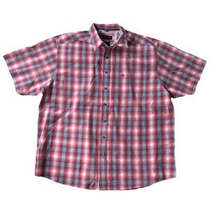 Ariat Pro Series Shirt Mens 2XL Red Blue Plaid Short Sleeve Button Down